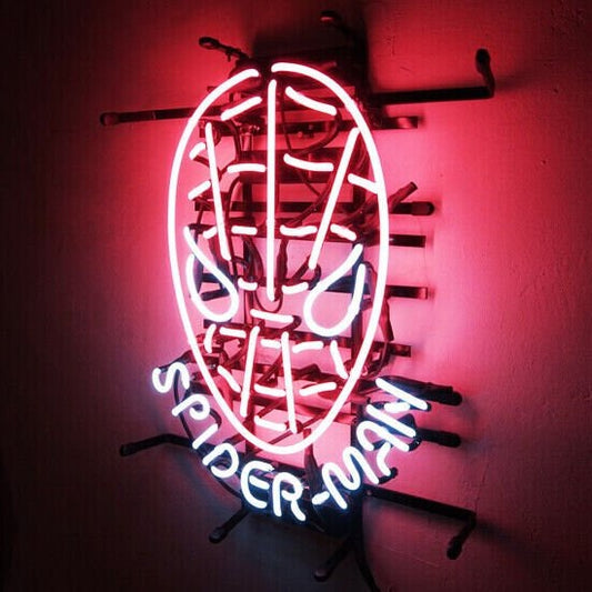 Light Up Spiderman Mask Sign - Vintage style Handmade Glass Neon Lamps - Bar/Business Logo decor 19"x15"