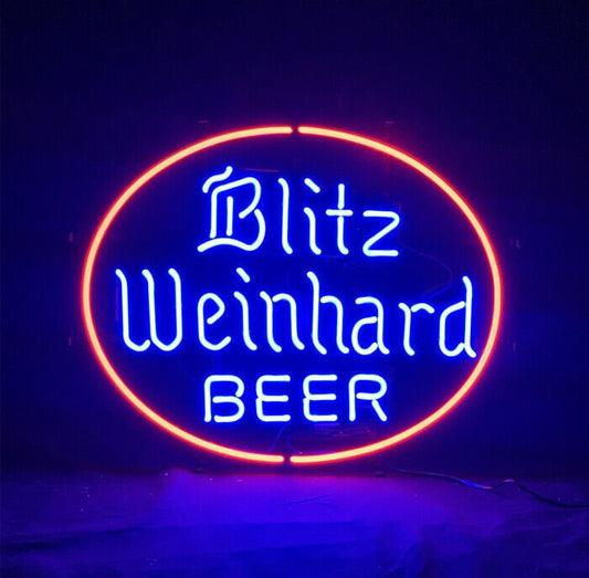 Light Up Blitz Weinhard Beer Sign - Vintage style Handmade Glass Neon Lamps - Bar/Business Logo decor 24"x20"