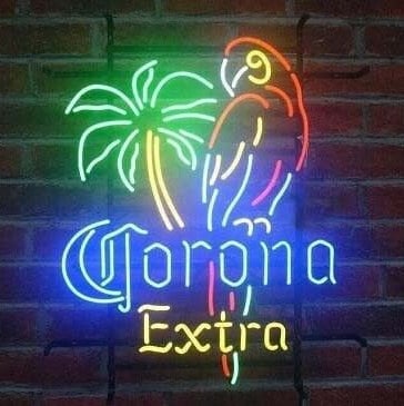 Light Up Corona Extra Beer Parrot Bird Palm Tree Sign - Vintage style Handmade Glass Neon Lamps - Bar/Business Logo decor 20"x16"