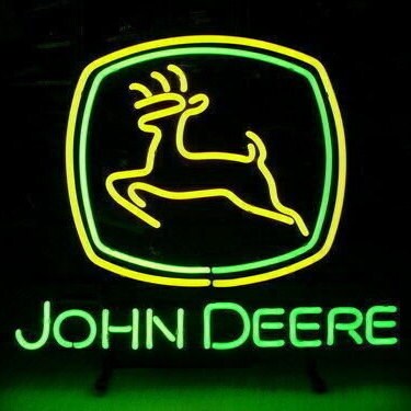 Light Up John Deere Farm Tractor Sign - Vintage style Handmade Glass Neon Lamps - Bar/Business Logo decor 20"x16"