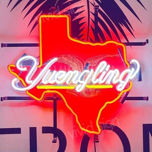 Light Up Yuengling Beer Texas Eagle Sign - Vintage style Handmade Glass Neon Lamps - Bar/Business Logo decor 20"x15"