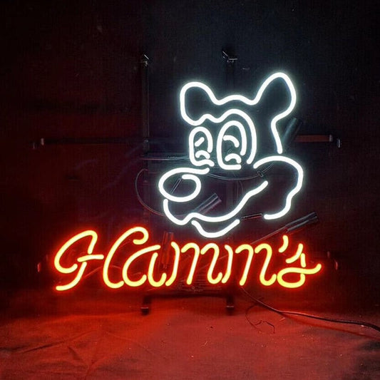 Light Up Hamm's Beer Sign - Vintage style Handmade Glass Neon Lamps - Bar/Business Logo decor 17"x14"