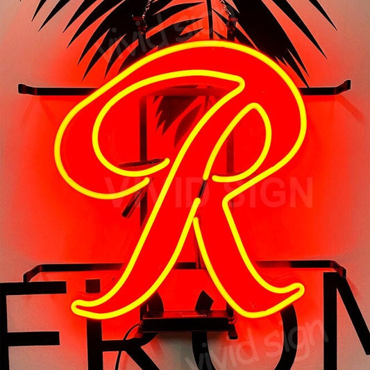 Light Up Rainier Beer Big Red R Sign - Vintage style Handmade Glass Neon Lamps - Bar/Business Logo decor 20"x15"