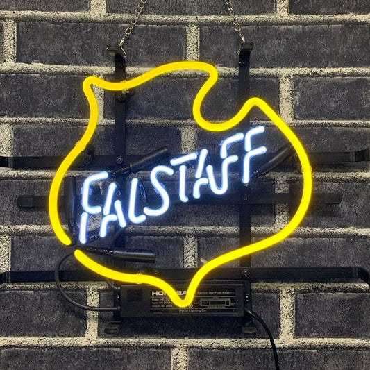 Light Up Falstaff Beer Lager Shield Sign - Vintage style Handmade Glass Neon Lamps - Bar/Business Logo decor 14"x10"