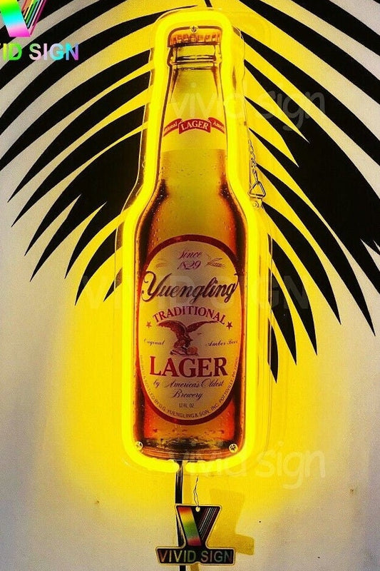 Light Up Yuengling Lager Beer Eagle Bottle Acrylic Sign - Vintage style Handmade Glass Neon Lamps - Bar/Business Logo decor 14"