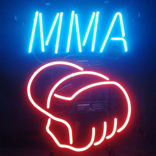 Light Up MMA Boxing Sports Glove Sign - Vintage style Handmade Glass Neon Lamps - Bar/Business Logo decor 14"x17"