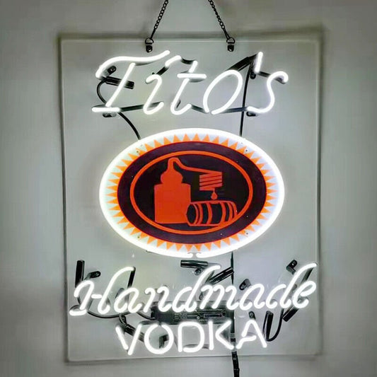 Light Up Tito's Handmade Vodka Sign - Vintage style Handmade Glass Neon Lamps - Bar/Business Logo decor 19"x15"