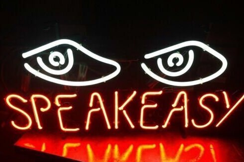 Light Up Speakeasy Eyes Secret Club Sign - Vintage style Handmade Glass Neon Lamps - Bar/Business Logo decor 17"x14"