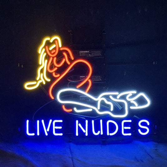 Light Up Live Nude Ladies Boots Sign - Vintage style Handmade Glass Neon Lamps - Bar/Business Logo decor 19"