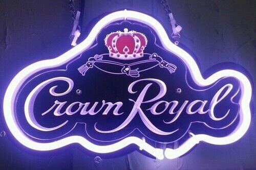 Light Up Crown Royal Whiskey 3D Carved Sign - Vintage style Handmade Glass Neon Lamps - Bar/Business Logo decor 14"x10"