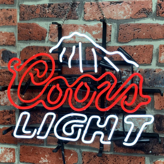 Light Up Coors Light Mountain Beer Sign - Vintage style Handmade Glass Neon Lamps - Bar/Business Logo decor 20"x16"