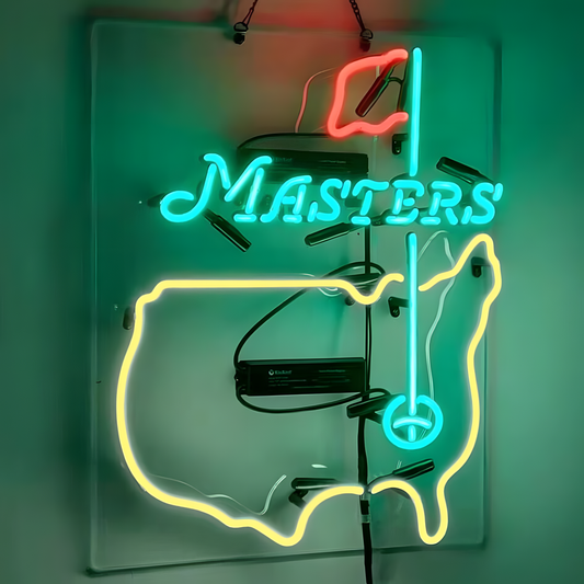 Light Up USA Map Tournament Golf Masters Sign - Vintage style Handmade Glass Neon Lamps - Bar/Business Logo decor 19"x15"