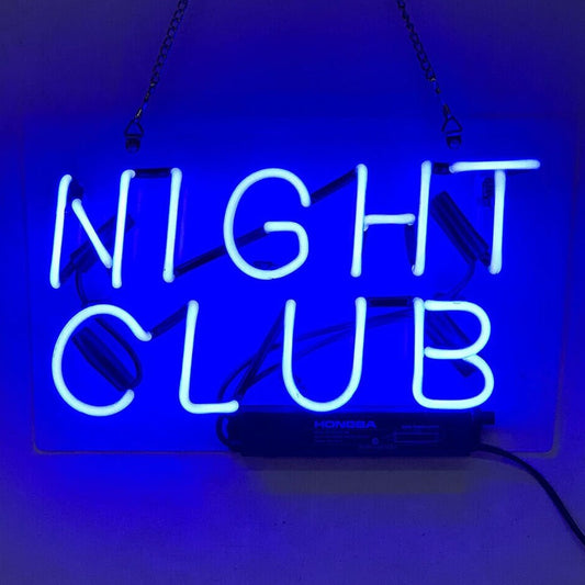 Light Up Night Club Party Disco Sign - Vintage style Handmade Glass Neon Lamps - Bar/Business Logo decor 14"x7"