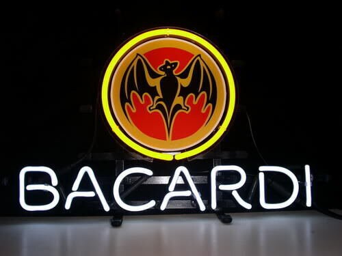 Light Up Bacardi Distillery Vodka Sign - Vintage style Handmade Glass Neon Lamps - Bar/Business Logo decor 14"x10"