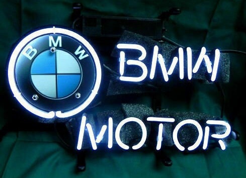 Light Up BMW Motor Germany Auto Garage Car Sign - Vintage style Handmade Glass Neon Lamps - Bar/Business Logo decor 14"x10"