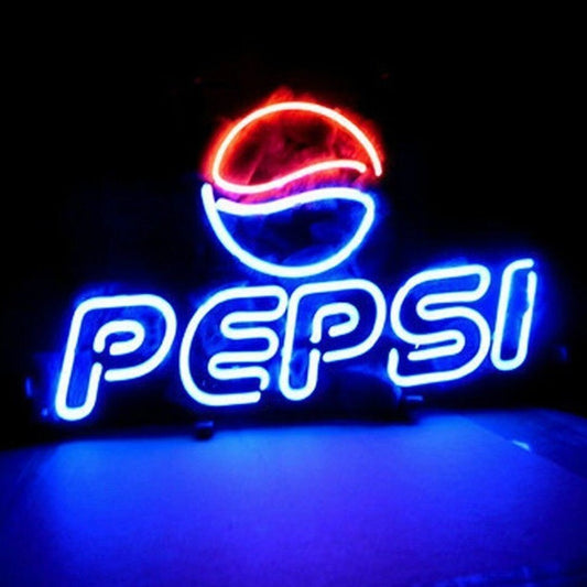 Light Up Pepsi Cola Soft Drink Soda Pop Sign - Vintage style Handmade Glass Neon Lamps - Bar/Business Logo decor 14"x10"