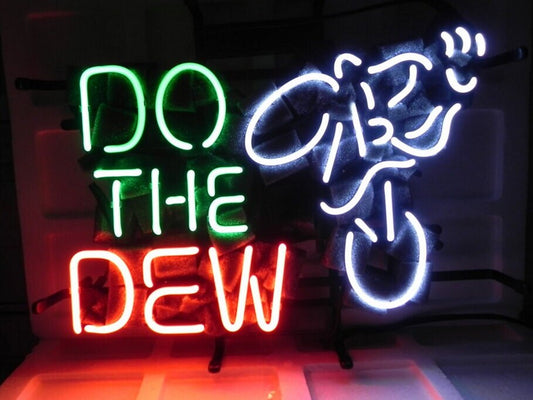 Light Up Do The Dew Motorcycle Bike Sign - Vintage style Handmade Glass Neon Lamps - Bar/Business Logo decor 17"x14"