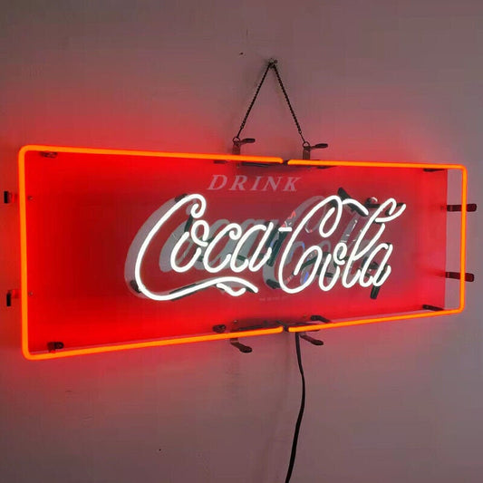 Light Up Drink Coca Cola Coke Soda Pop Sign - Vintage style Handmade Glass Neon Lamps - Bar/Business Logo decor 29"x11"