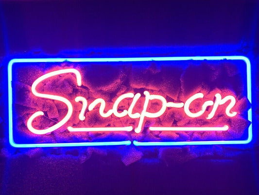 Light Up Snap on Tool Sign - Vintage style Handmade Glass Neon Lamps - Bar/Business Logo decor 14"x8"