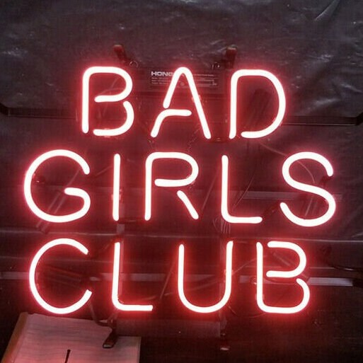 Light Up BAD GIRLS CLUB Pink Sign - Vintage style Handmade Glass Neon Lamps - Bar/Business Logo decor 17"x14"