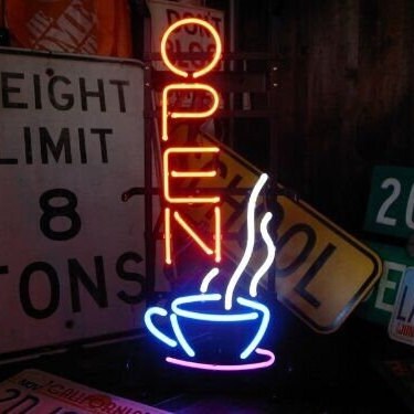 Light Up Hot Coffee Steaming Cafe Open Espresso Sign - Vintage style Handmade Glass Neon Lamps - Bar/Business Logo decor 20"x10"