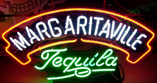 Light Up Margaritaville Tequila Party Sign - Vintage style Handmade Glass Neon Lamps - Bar/Business Logo decor 20"x16"