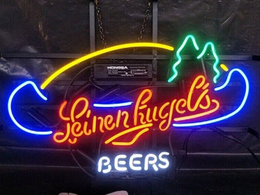 Light Up Leinenkugel's Beer Canoe Boat Sign - Vintage style Handmade Glass Neon Lamps - Bar/Business Logo decor 20"x11"