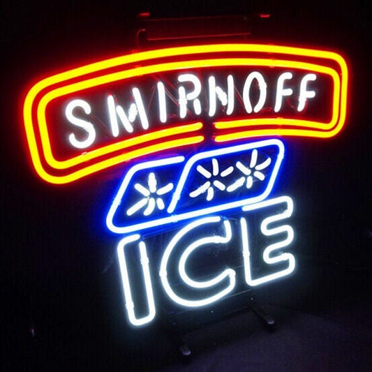 Light Up Smirnoff Ice Vodka Restaurant Sign - Vintage style Handmade Glass Neon Lamps - Bar/Business Logo decor 18"