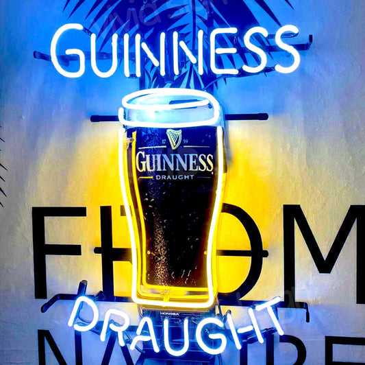 Light Up Guinness Draft Harp Beer Draught Sign - Vintage style Handmade Glass Neon Lamps - Bar/Business Logo decor 24"