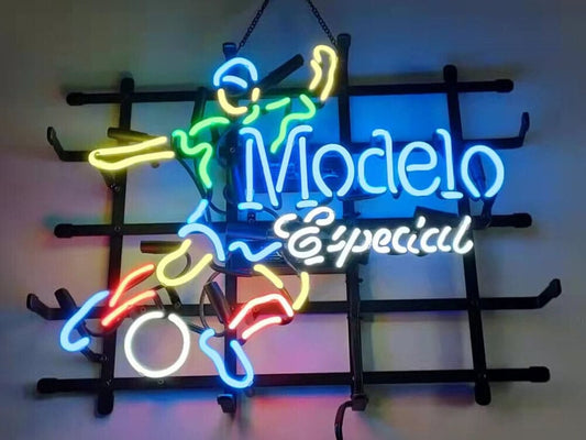 Light Up Modelo Beer Especial Soccer Futbol Player Sports Sign - Vintage style Handmade Glass Neon Lamps - Bar/Business Logo decor