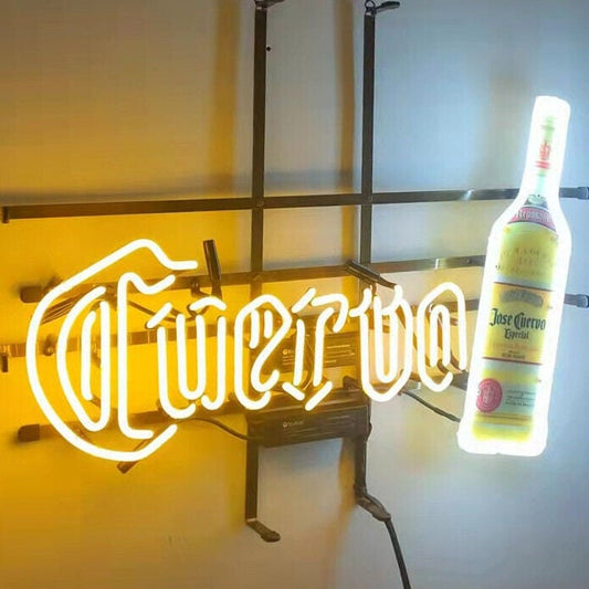 Light Up Jose Cuervo Especial Margarita Beer Bottle Sign - Vintage style Handmade Glass Neon Lamps - Bar/Business Logo decor 24"x20"