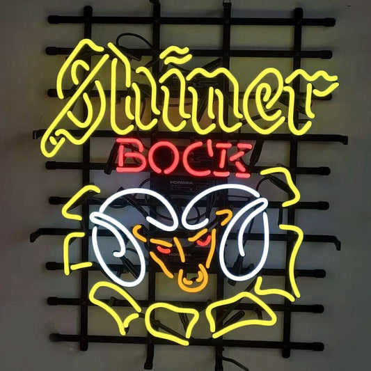 Light Up Shiner Bock Ram Texas TX Beer neon Sign - Vintage style Handmade Glass Neon Lamps - Bar/Business Logo decor 24"x20"