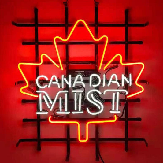 Light Up Canadian Mist Whiskey Leaf Liquor Beer Brew Neon Sign - Vintage style Handmade Glass Neon Lamps - Bar/Business Logo decor 24"x20"