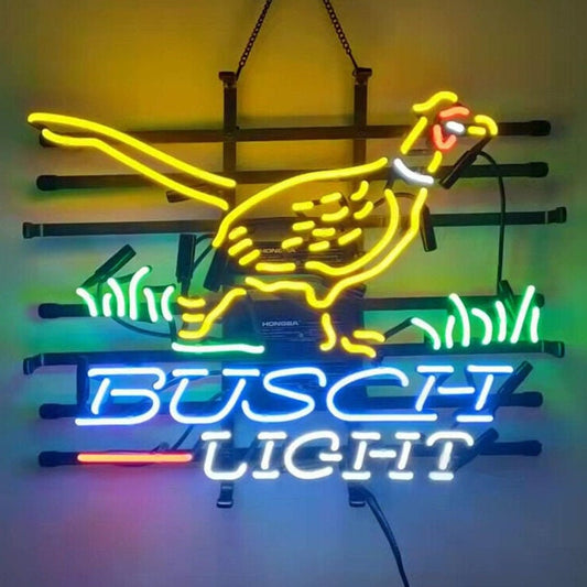 Light Up Busch Light Beer Pheasant Bird Lager Neon Sign - Vintage style Handmade Glass Neon Lamps - Bar/Business Logo decor 24"x20"