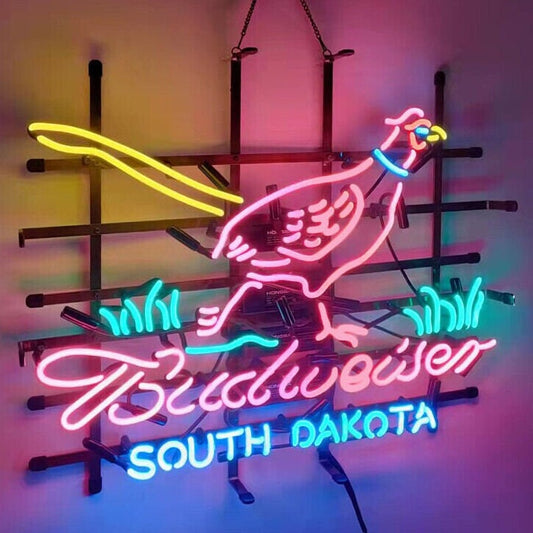 Light Up Budweiser Pheasant Beer South Dakota Sign - Vintage style Handmade Glass Neon Lamps - Bar/Business Logo decor 24"x20"