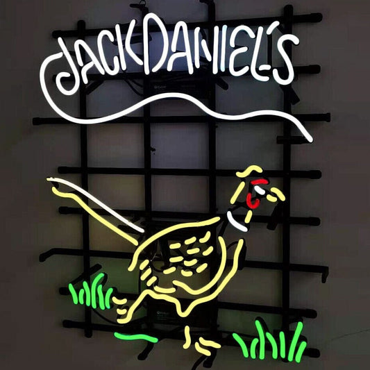 Light Up Jack Daniels Pheasant Bird Beer Liquor Sign - Vintage style Handmade Glass Neon Lamps - Bar/Business Logo decor 24"x20"