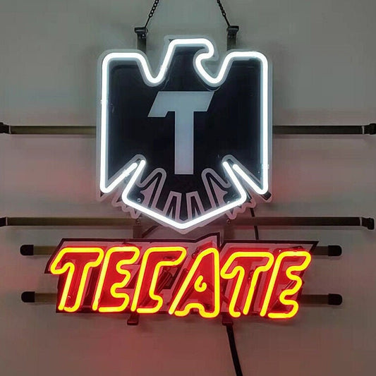 Light Up Tecate Eagle Beer Lager Stones Sign - Vintage style Handmade Glass Neon Lamps - Bar/Business Logo decor 19"x15"