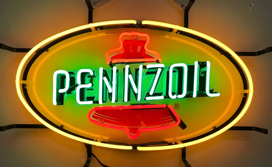 Light Up Pennzoil Motor Gasoline Car Sign - Vintage style Handmade Glass Neon Lamps - Bar/Business Logo decor 24"x20"