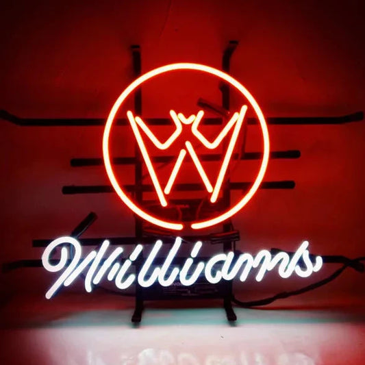 Light Up Williams Pinball Game Room Arcade Sign - Vintage style Handmade Glass Neon Lamps - Bar/Business Logo decor 17"x14"